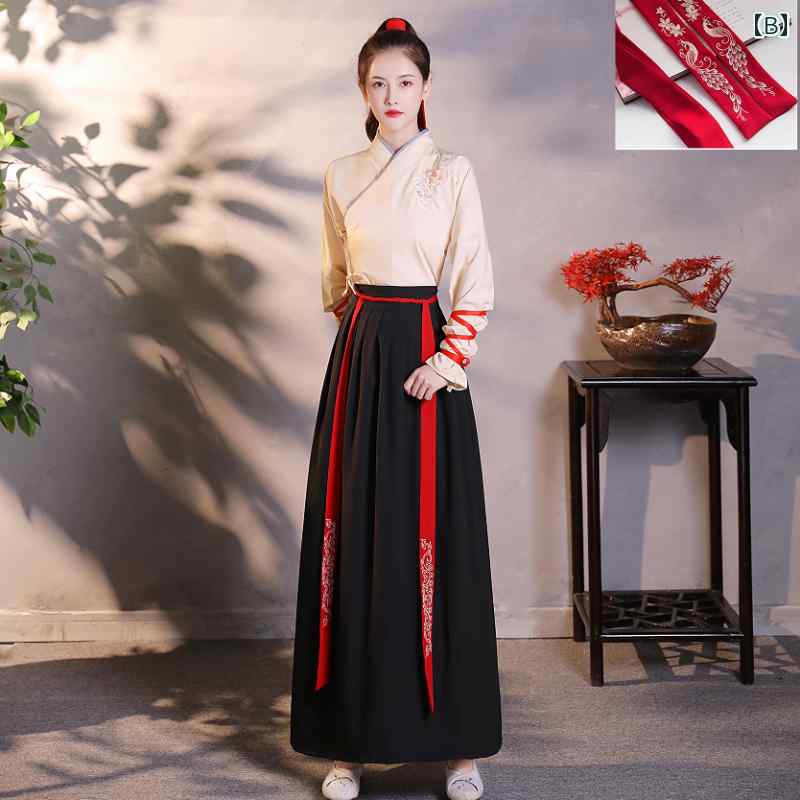 中国 民族 衣装 レディース 漢服 春秋 長袖 上下セット ヘアバンド レトロ シンプ...
