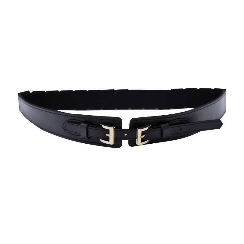 ベルト ウエストマーク レディース 女性 PUレザー 人工革 ワイド やわらかい 装飾 アクセサリー 黒 ピ..