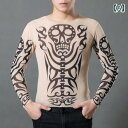 長袖 Tシャツ メンズ タトゥー タンクトップ おしゃれ 袖なし プリント 夏 スカル 龍 インナー 薄手 ぴったり スリム フィット