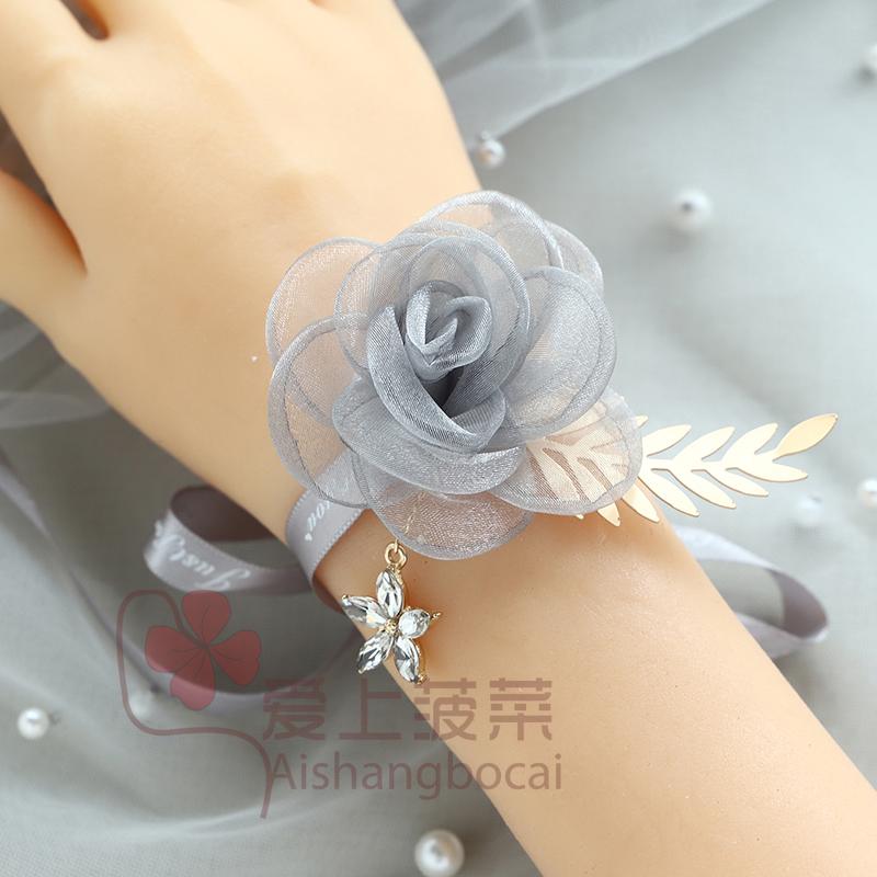リストブーケ 結婚式 ブレスレット 造花 ウェディング ブライダル 手首 リストレット コサージュ アクセサリー 腕花 新婦 ブライズメイド 介添人 披露宴 プロム パーティー パール リボン レース ビジュー 韓国 白 ピンク ワインレッド