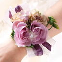 リストブーケ 結婚式 ブレスレット ブートニア 造花 ウェディング ブライダル 手首 リストレット コサージュ アクセサリー 腕花 新婦 新郎 ブライズメイド 介添人 披露宴 卒業 パーティー リボン ローズ 小道具 子供 ダンス レッド