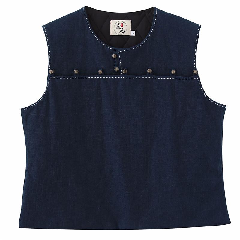 秋 メンズ ベスト 着こなし コーデ レトロ チャイナ風 ショート カジュアル キルティング 冬春 綿 麻 ..