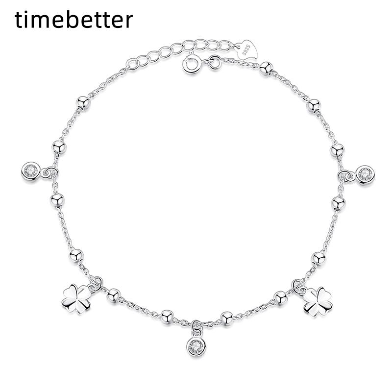 アンクレット レディース おしゃれ 12星座 スターリングシルバー シンプル クローバー チェーン 長さ 調節 誕生日 ギフト