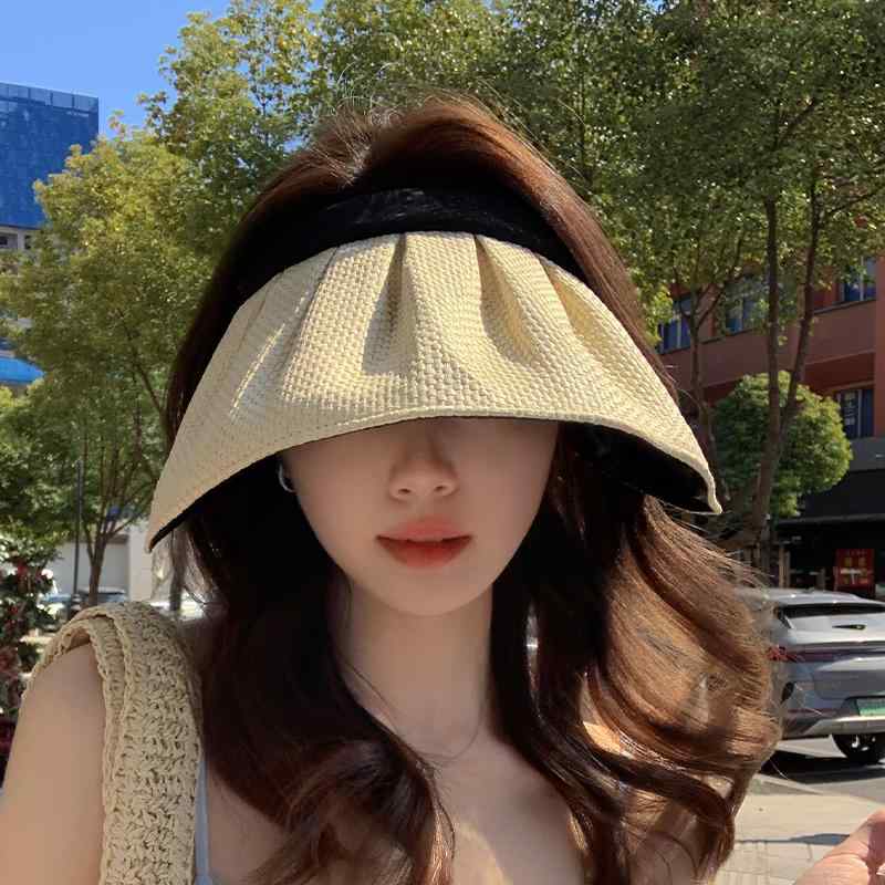折りたたみ サンバイザー レディース つば広 春夏 日焼け防止 紫外線対策 お出かけ かわいい 日よけ 通気性 サイズ調節 ベージュ 黒 カーキ