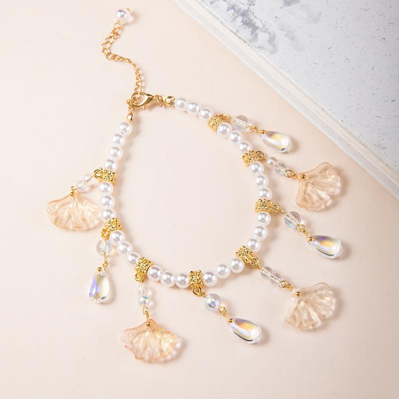 アンクレット レディース おしゃれ イチョウ ジルコン エスニック チェーン 長さ 調節 ブレスレット 足首 アクセサリー ギフト