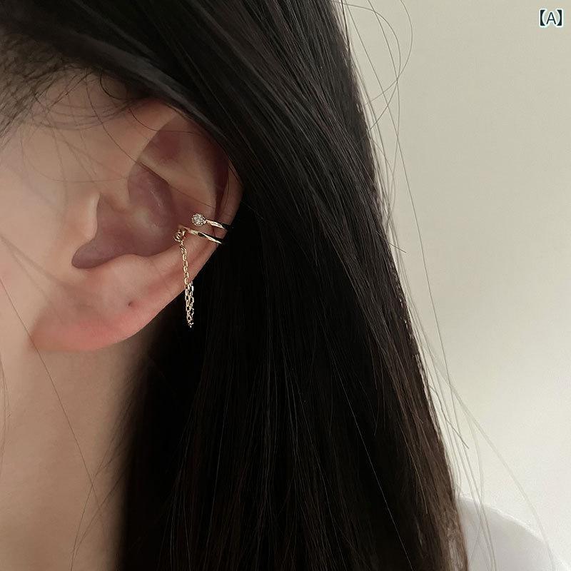 イヤーカフ 揺れる おしゃれ レディース 小ぶり シルバー シンプル チェーン クリップ アクセサリー 華奢 結婚式 パーティー プレゼント