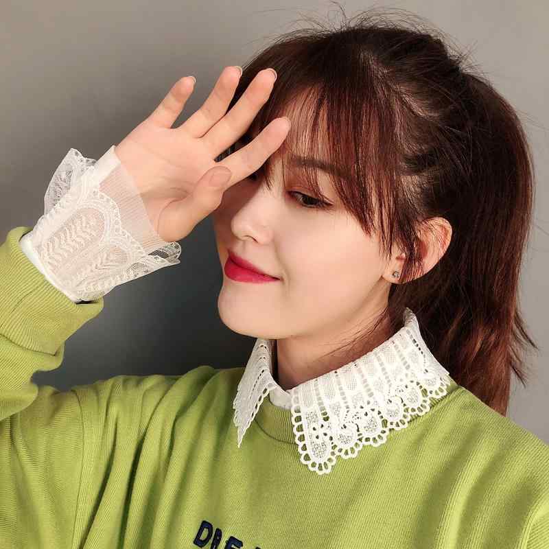 付け襟 レース 袖 セット レディース 春夏 シフォン ボタン ノースリーブ 手首 ブラウス 重ね着風 アクセサリー おしゃれ エレガント 花柄 白 フリーサイ...