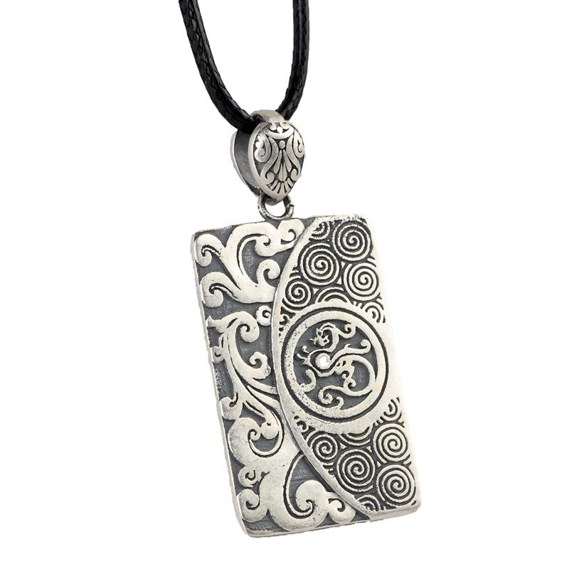 ペンダントトップ メンズ レディース 大人 アクセサリー ネックレス チェーン レトロ シンプル スクエア パーツ プレート シルバー チタン