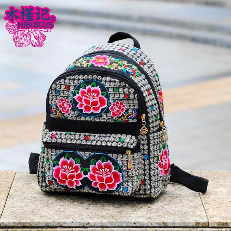 リュック レディース 50代 おしゃれ 旅行 小さめ 女性 刺繍 キャンバス 刺繍 トラベル 多用途