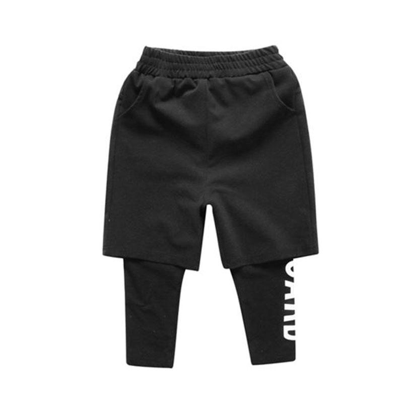 Rakuten - ズボン キッズ 男の子 重ね着風 ハーフパンツ付 レギンス ヒップホップ ハンサム スポーツ フリース ウエストゴム レジャー アウトドア 黒