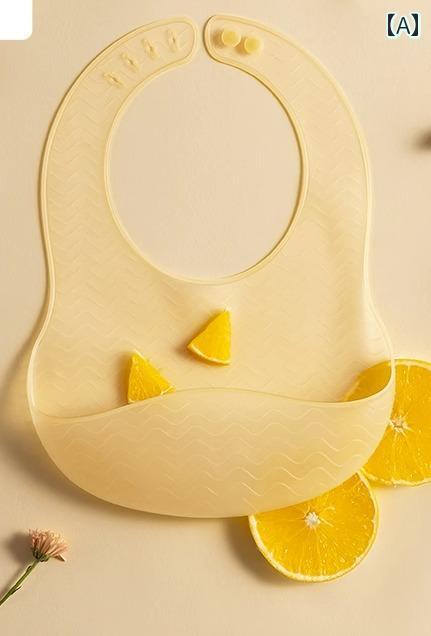 スタイ シリコン ベビー 食事 出産祝い エプロン よだれかけ 男の子 女の子 ソフト 防水 防油 カバー イエロー ピンク ブルー 薄手 コンパクト ポータブル かわいい
