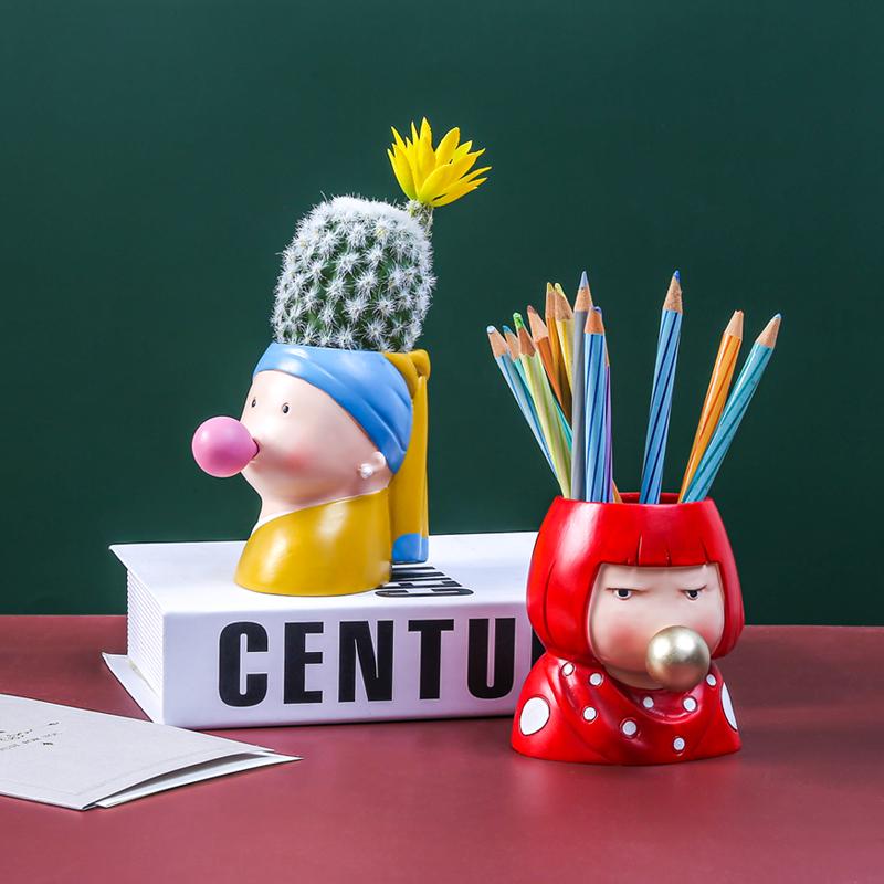 ペン立て おしゃれ オフィス 女の子 ハート ホルダー 卓上 インテリア 学生 子供 文房具 化粧 ブラシ 収納 ボックス 樹脂 イエロー ブルー ブラック
