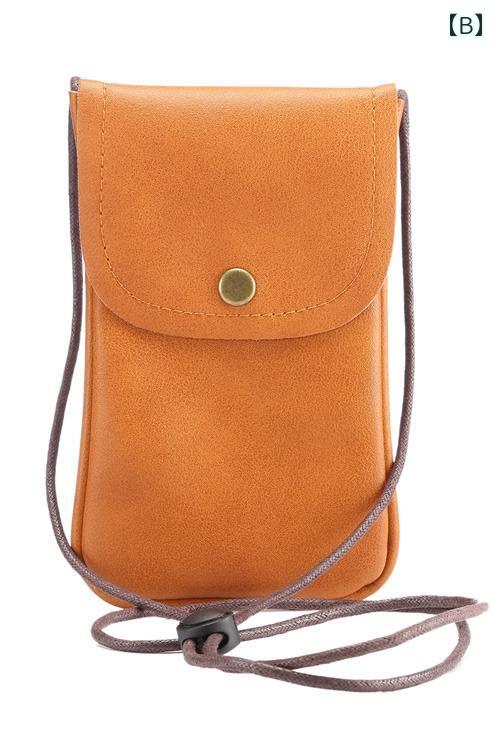 スマホショルダーバッグ レディース かわいい 女の子 ミニ PU 韓国 ブラック ブラウン ゴールド ソフト スナップボタン 無地 シンプル カード ポケット 便利 3