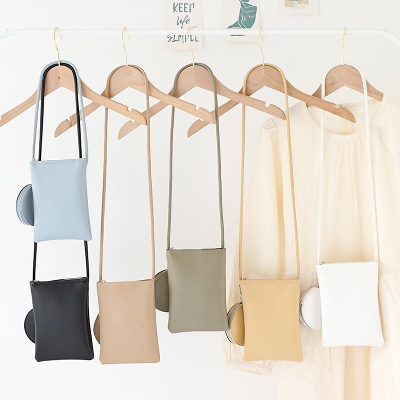 其它 - スマホショルダーバッグ レディース レトロ ソフト PU 韓国 ミニ かわいい 小銭入れ 斜め掛け ブラック ホワイト グリーン スクエア ファスナー