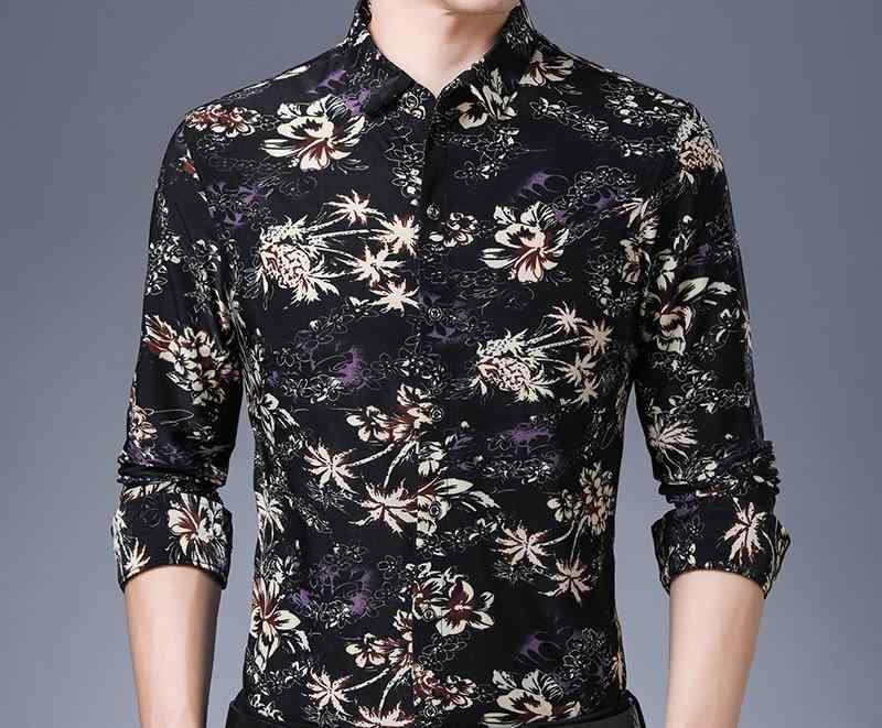 花柄 シャツ メンズ 長袖 おしゃれ 春 涼しい ゆったり 大きいサイズ ビジネス カジュアル しわになりにくい 総柄 角襟 ドラゴン リゾート 旅行 青 黒 白