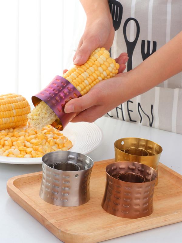 コーンピーラー とうもろこし ステンレス製 鋼 脱穀機 手動 キッチン 用品 調理器具 便利 簡単 シルバ..