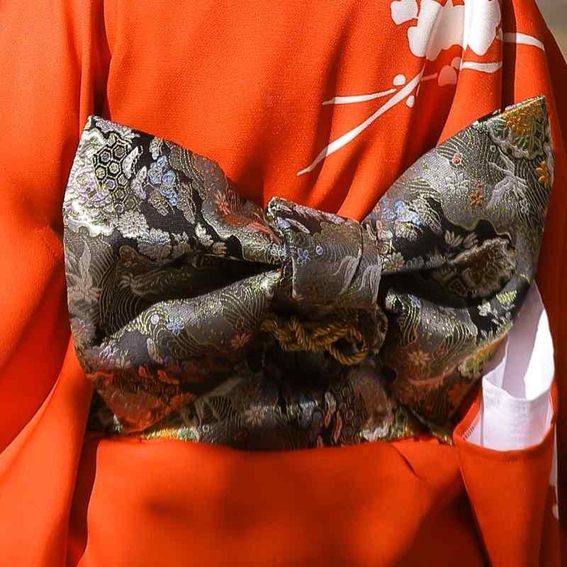 着物 帯 帯締め レディース 文庫結び リボン ブロケード ジャガード 浴衣 和風 レトロ おしゃれ 華やか 桜 花柄 鶴 黒 ゴールド お祭り 花火大会