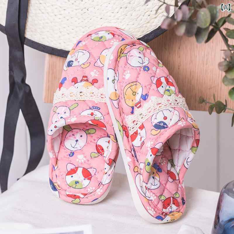 スリッパ 静音 キッズ 男の子 女の子 室内 かわいい 滑り止め 底 ゴム PVC コットン ルームシューズ 軽量 通気性 吸汗 柔らかい 快適 来客 家庭用 普段使い 洗濯 洗える リビング ギフト 犬 クマ イチゴ レース 青 ピンク グレー
