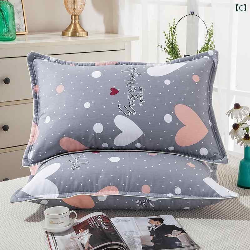 枕カバー 綿 キルティング かわいい ファスナー キッズ 色褪せにくい 筒状 40×60 48×74cm 洗える 星 チェック 水玉 グレー 黄 青 [3]