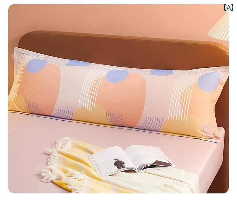 枕カバー 綿 おしゃれ ロング 120 150 180cm 筒状 吸湿 通気性 毛羽立ちにくい 快眠 色褪せにくい 花 イチョウ 青 [2]