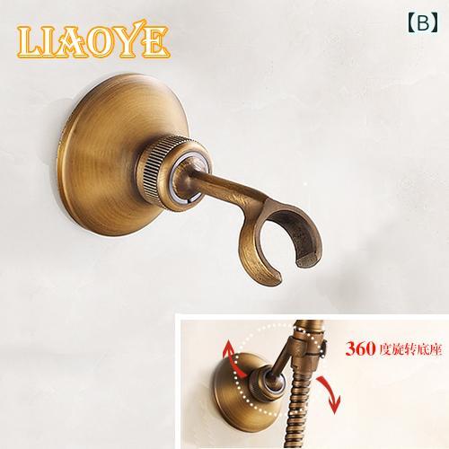 シャワーヘッド ホース付き 360度回転 フック セット 家庭 浴室 ホテル 高圧 汎用接続口 銅 アンティーク調 ヨーロピアン おしゃれ レトロ ブロンズ 受話器型