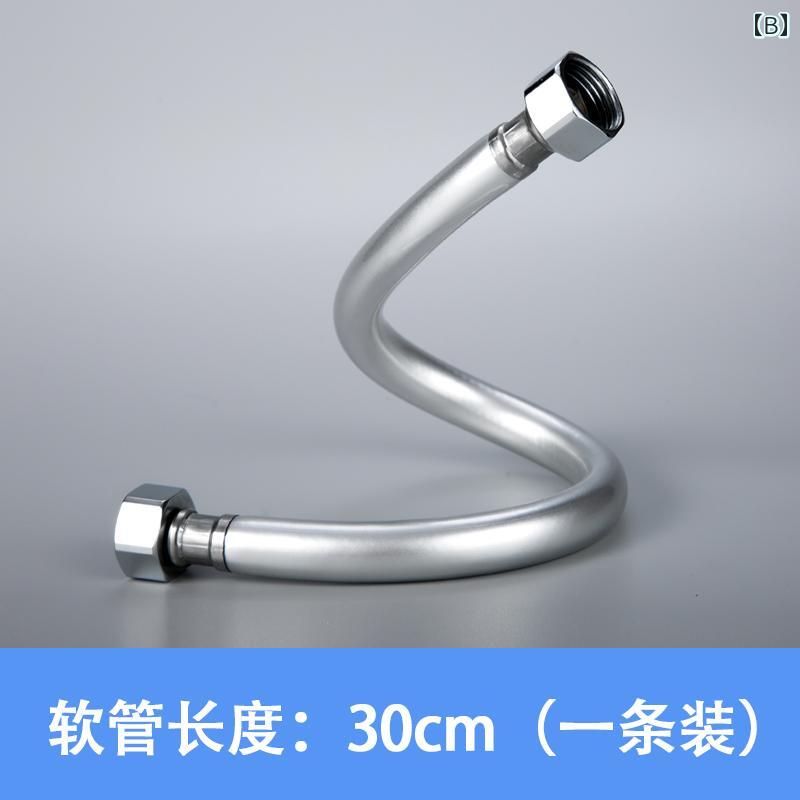 トイレ ホース キッチン シャワー 部品 PVC 20 30cm 五層構造 厚手 防爆 耐高温 腐食 高圧 抗菌 汎用接続口 エルボ シルバー