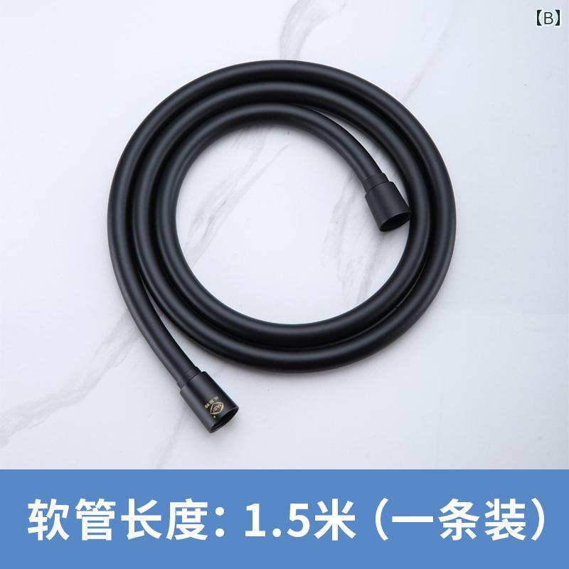 浴室 シャワー ホース 交換 1.5m 3段階調節 ヘッド セット 防爆 360度回転 絡まりにくい 耐高温 腐食 汎用接続口 取付簡単 PVC 銅 黒