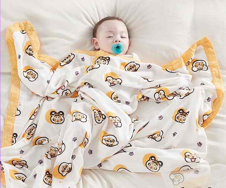 ガーゼケット ベビー 子供 赤ちゃん 夏用 薄手 快適 かわいい 竹繊維 ブランケット エアコン対策 お昼寝 柔らかい 丈夫 4重 軽い 140*110