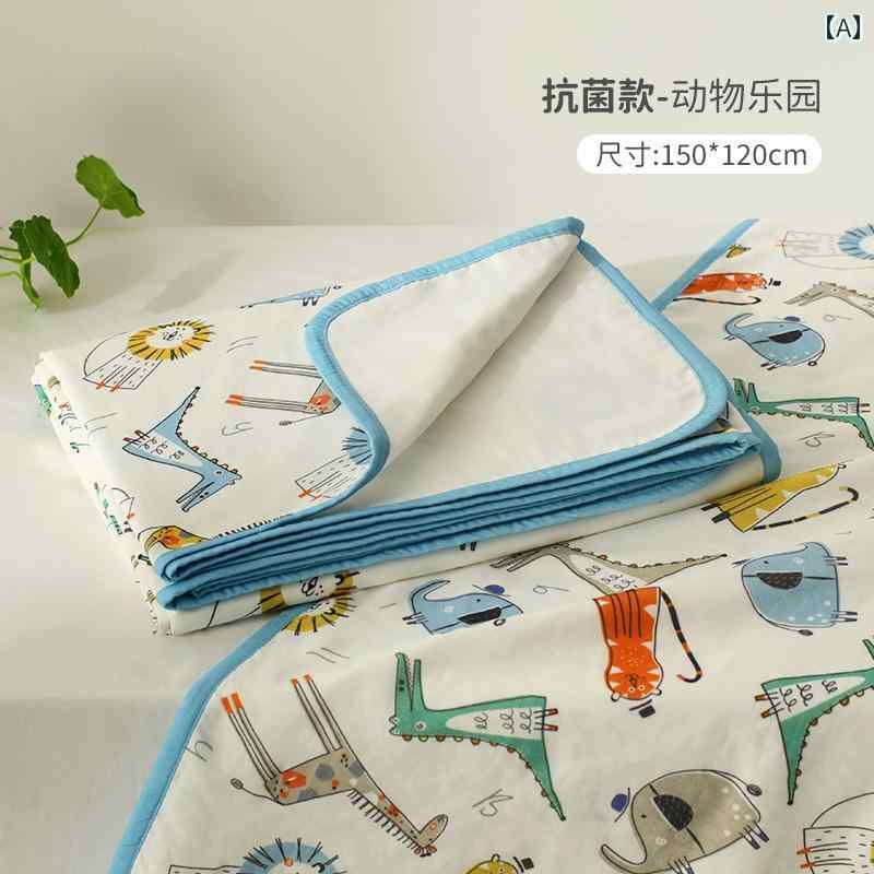 ガーゼケット ベビー 子供 赤ちゃん 夏用 薄手 快適 かわいい ブランケット 小さめ ベビーカー 新生児 寝冷え エアコン対策 4重150*120cm 吸湿 アニマル グリーン ピンク [2]