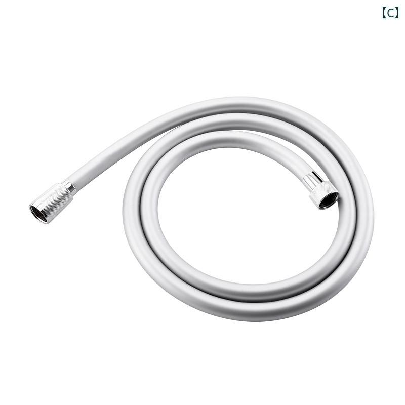 浴室 シャワー ホース 交換 1.5m 厚手 防爆 耐高温 絡まりにくい 360度回転 ソフト 汎用接続口 シリコン 銅 シンプル 白 黒 シルバー