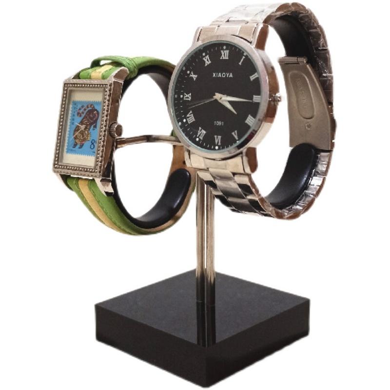 アクセサリー スタンド 腕時計 ホルダー 収納 ディスプレイ コレクション ブレスレット 展示台 卓上 ラック 飾る 2本用 レディース メンズ 木 アクリル ...