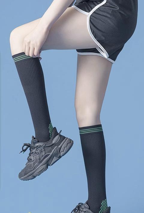 サッカーソックス セット スポーツ レディース プロ 着圧 ふくらはぎ バドミントン ランニング パイプ ストッキング ブルー ブラック ネイビー 薄手 夏