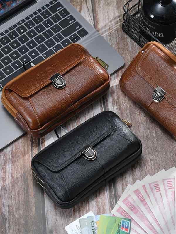 ウエストポーチ メンズ 革 ベルトバッグ 携帯電話 銅ファスナー 多機能 工事現場 作業 ツール レトロ ..