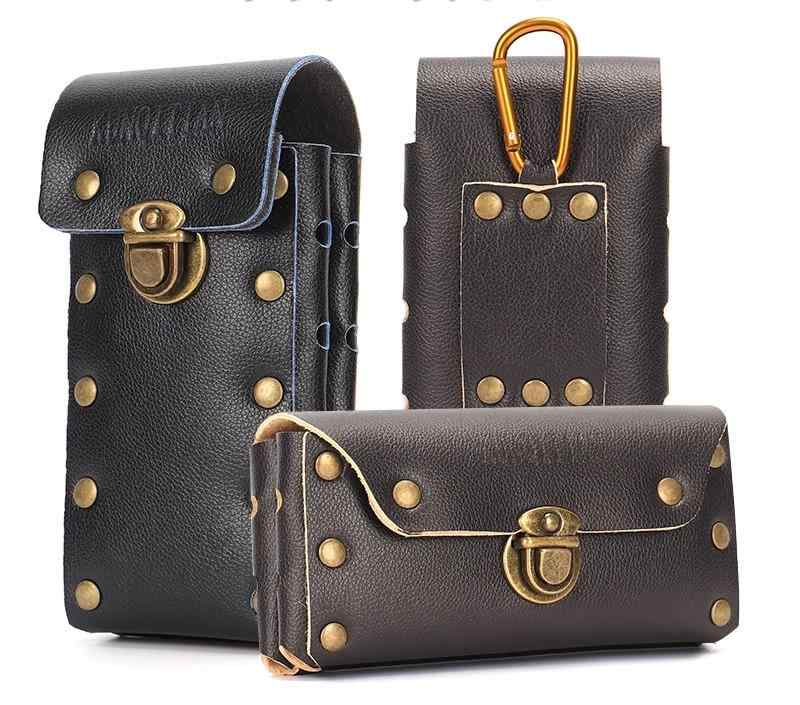 ウエストポーチ メンズ おしゃれ ベルトバッグ 携帯電話 工事 現場 作業着 ケース レトロ ポケット ブラック ブラウン スクエア カバー式 大容量 防水