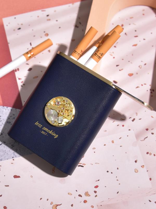 シガレットケース おしゃれ 20本 メンズ レディース 銅 牛革 スライド式 耐圧 密閉 防湿 携帯用 レトロ 感 コイン 歯車 茶色 青 オレンジ プレゼント...