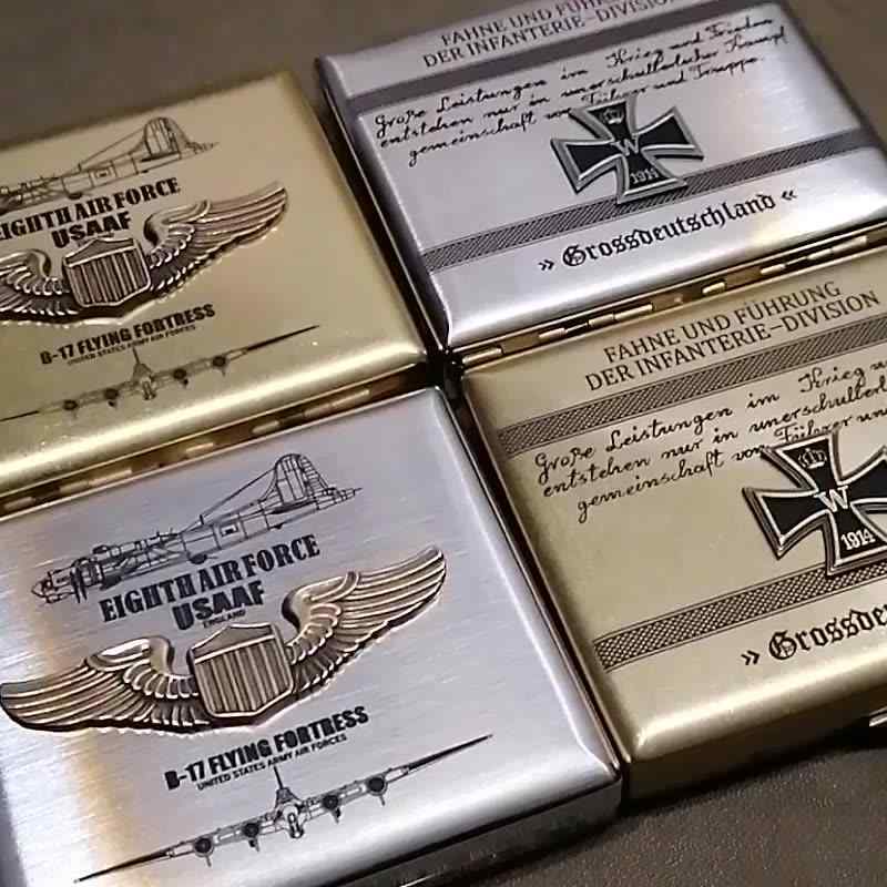 シガレットケース おしゃれ 20本 メンズ クリップ 携帯用 ステンレス レトロ ミリタリー ドイツ軍 アイアンクロス ブロンズ シルバー プレゼント 誕生日 ...