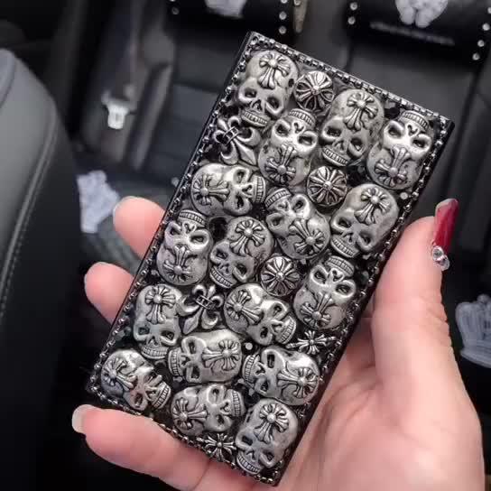 シガレットケース おしゃれ 20本 メンズ レディース ワンタッチ 薄型 防湿 携帯用 アルミ合金 レトロ 個性的 スカル 黒 シルバー パンク ストリート プ...