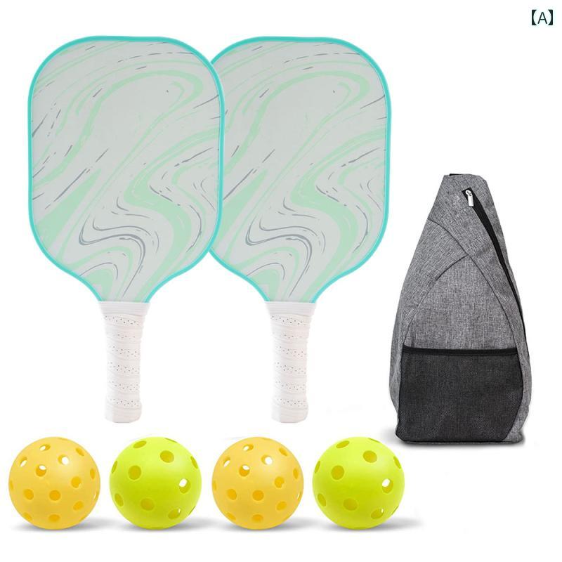 ピックル ボール 道具 球 ラケット パドル タオル バッグ グリップ セット スポーツ用品 カーボン グラスファイバー プロ 波模様 グラフィック リーフ 緑 白 青