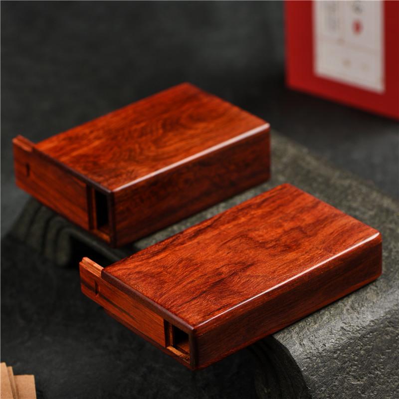 シガレットケース おしゃれ メンズ レディース 木製 紫檀 スライド式 耐圧 携帯用 シンプル レトロ 感 ナチュラル プレゼント 誕生日