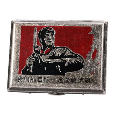 シガレットケース おしゃれ 16本 メンズ 薄型 クリップ 耐圧 防湿 携帯用 銅 メッキ レトロ チャイナ風 人物画 プレゼント 誕生日