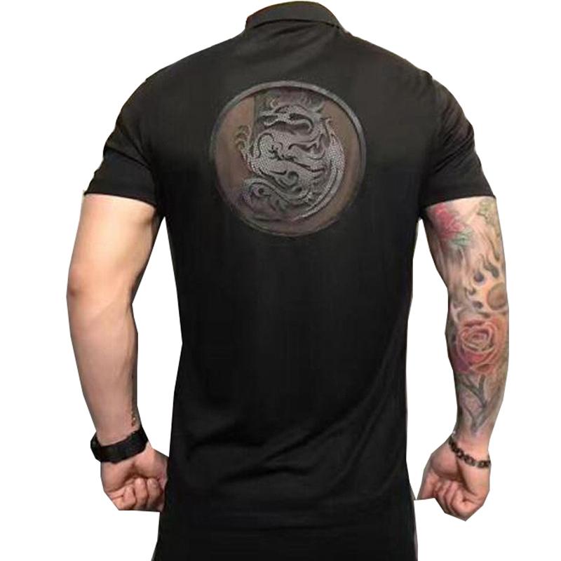 Shirts, T-Shirts - 半袖 シャツ メンズ ドラゴン おしゃれ ポロ 夏 レディース レトロ チャイナ風 ゆったり 大きいサイズ 綿 襟付き カジュアル シンプル プリント 龍 白 黒