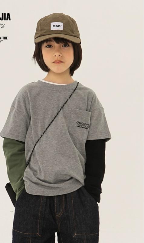 長袖Tシャツ キッズ おしゃれ 重ね着風 カジュアル ユニセックス 春秋 綿 ラウンドネック カジュアル ..