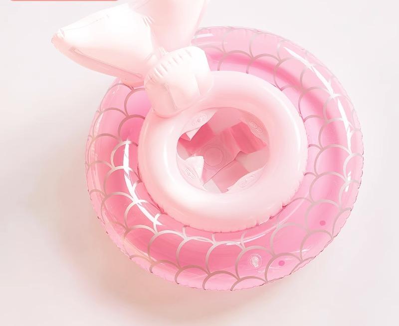 浮き輪 子供 ベビー スイミング 用品 ポンプ付 人魚 かわいい 水遊び 足入れ ビーチ プール 海水浴 フローティング シート ピンク