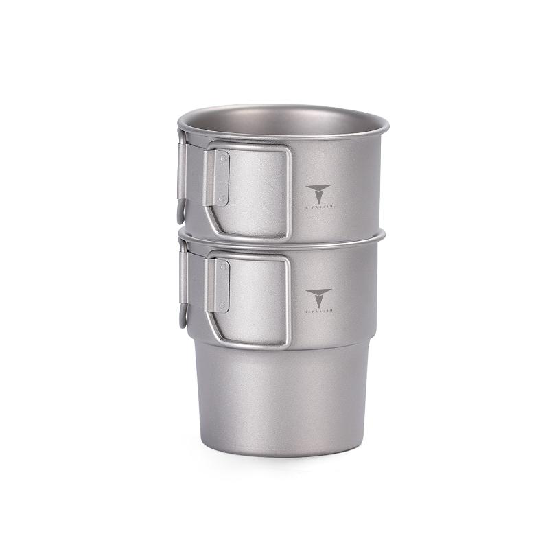 キャンプ マグカップ おしゃれ ソロ ファミリー レジャー アウトドア チタン コップ 食器 持ち手 畳め..