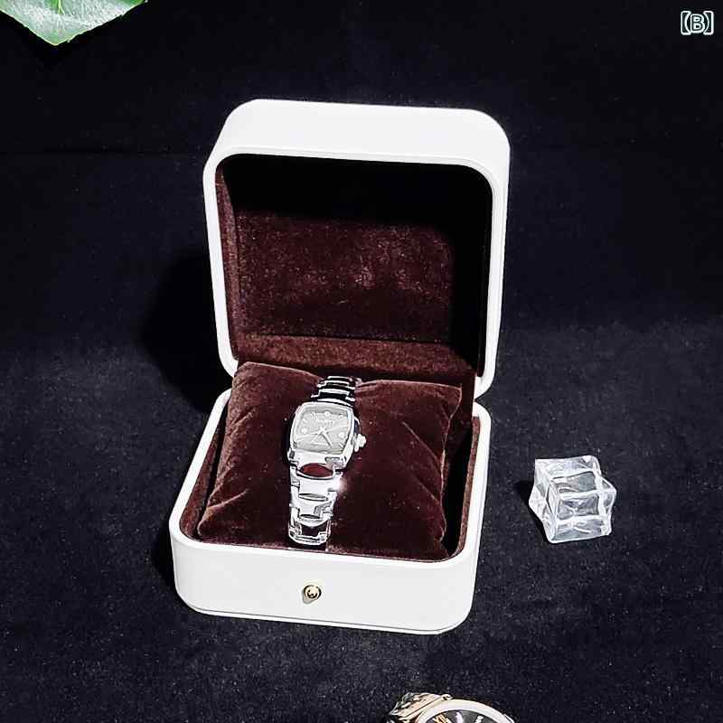 時計 収納ケース 1本 保護 耐久性 PU レザー 防水 ハード ロング スクエア ボックス ピロー インテリア 旅行 出張 プレゼント ポータブル おしゃれ 白 緑 赤