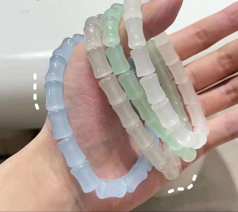 数珠 ブレスレット 子供用 アクセサリー かわいい 菩提根 幼児 小 ディスク ビーズ 女の子 ソフト パープル ホワイト グリーン グラデーション 竹(4)