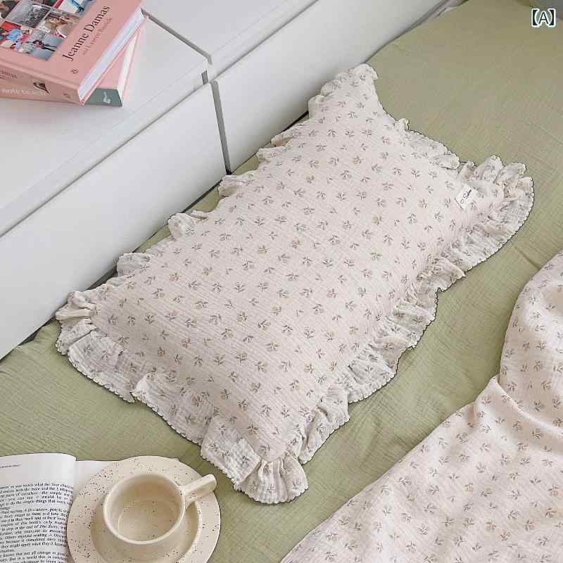 枕カバー 子供 ベビー 洗濯機 洗える 30*50cm コットン ピロケース ガーゼ 通気性 柔らかい 吸汗性 快適 安眠 シングル ソフト 寝具 かわいい ガーリー 韓国 花柄 フリル うさぎ ネコ ひつじ [2]