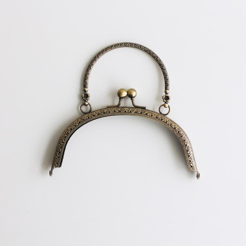 がま口 口金 縫い付けタイプ バッグ ハンドメイド 素材 アーチ型 ハンドル おしゃれ エレガント 花 ア..