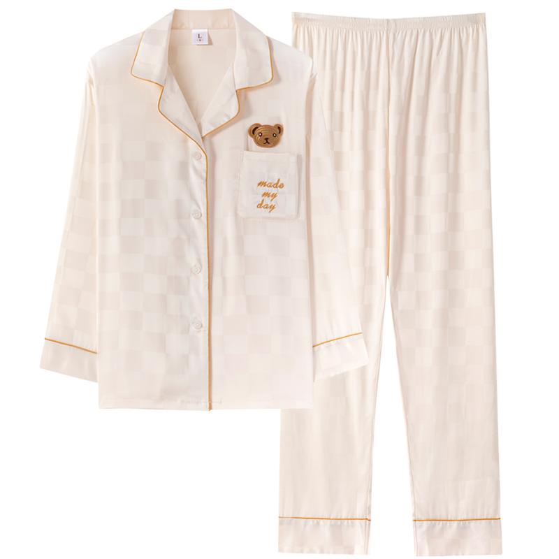 パジャマ メンズ 夏用 長袖 春秋 薄手 涼しい 快適 ホームウェア セットアップ ウエストゴム 前開き 格子柄 ストライプ シンプル ブルー ブラック ベージュ