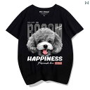 プリント 犬Tシャツ メンズ レディース 半袖 おしゃれ カジュアル ゆったり 大きいサイズ 子供用 カップル ファミリー 夏 テディ トイプードル 快適 ルーズ ブラック ホワイト レッド 綿 ラウンドネック